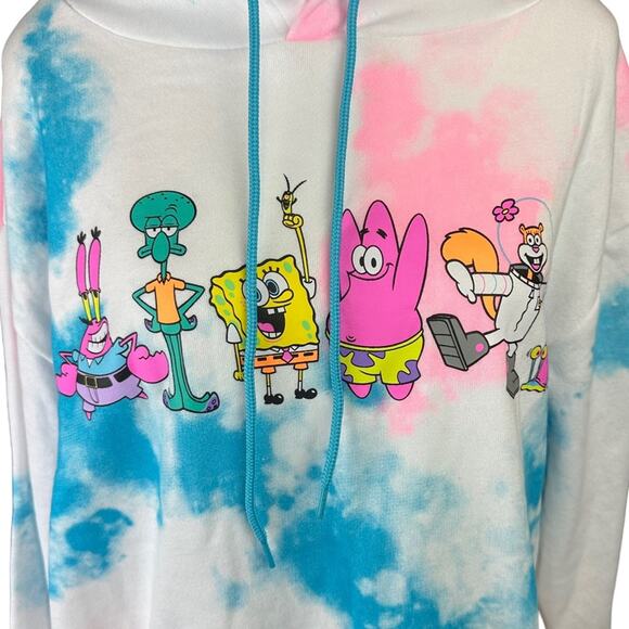 Spongebob Squarepants Tie Dye Hoodie Nickelodeon Size Medium Pink Blue White - Picture 2 of 5
